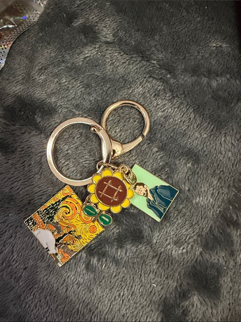 Van Gogh Art Patch & Sunflower Enamel Keychain